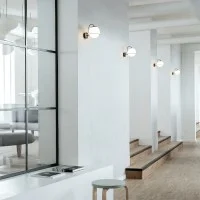 Astep Model 238/1 Elegant Wall Lamp with Blown Glass Sphere Diffuser Astep Model 238/1 Elegant Wall Lamp with Blown Glass Sphere Diffuser