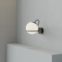 Astep Model 238/1 Elegant Wall Lamp with Blown Glass Sphere Diffuser Astep Model 238/1 Elegant Wall Lamp with Blown Glass Sphere Diffuser