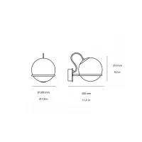 Astep Model 238/1 Elegant Wall Lamp with Blown Glass Sphere Diffuser Astep Model 238/1 Elegant Wall Lamp with Blown Glass Sphere Diffuser