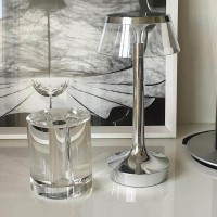 Flos Bon Jour Unplugged LED Lampada da Tavolo Cromo Trasparente