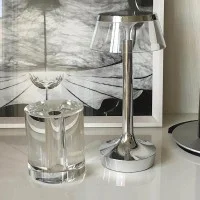 Flos Bon Jour Unplugged LED Table Lamp Chrome Transparent