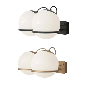 Astep Model 238/2 Elegant Wall Lamp with Blown Glass Sphere Diffusers