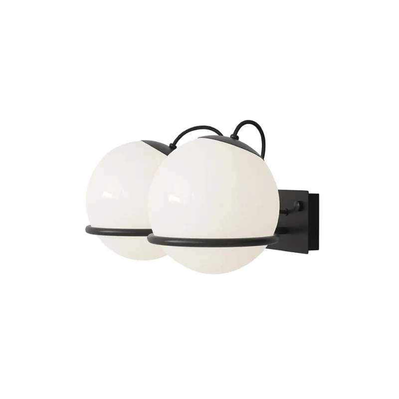 Astep Model 238/2 Elegant Wall Lamp with Blown Glass Sphere Diffusers Astep Model 238/2 Elegant Wall Lamp with Blown Glass Sphere Diffusers