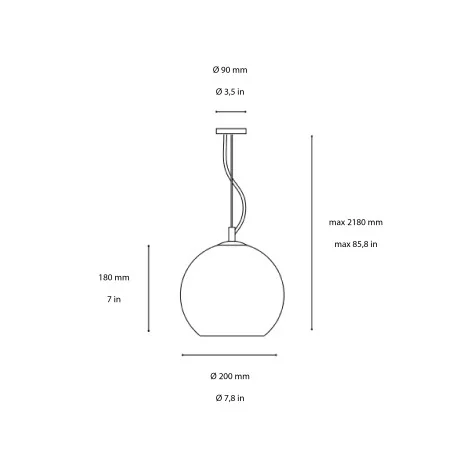 Ideal Lux Nemo D20 Spherical Suspension Lamp in Blown Glass