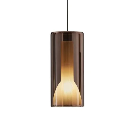 Penta Lit Cylindrical Suspension Lamp in Mirrored Blown Glass