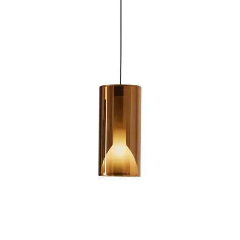 Penta Lit Cylindrical Suspension Lamp in Mirrored Blown Glass