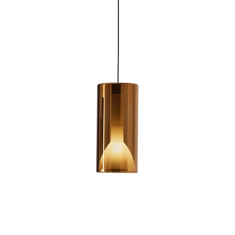 Penta Lit Cylindrical Suspension Lamp in Mirrored Blown Glass Penta Lit Cylindrical Suspension Lamp in Mirrored Blown Glass