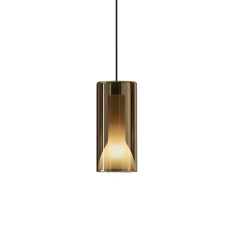 Penta Lit Cylindrical Suspension Lamp in Mirrored Blown Glass