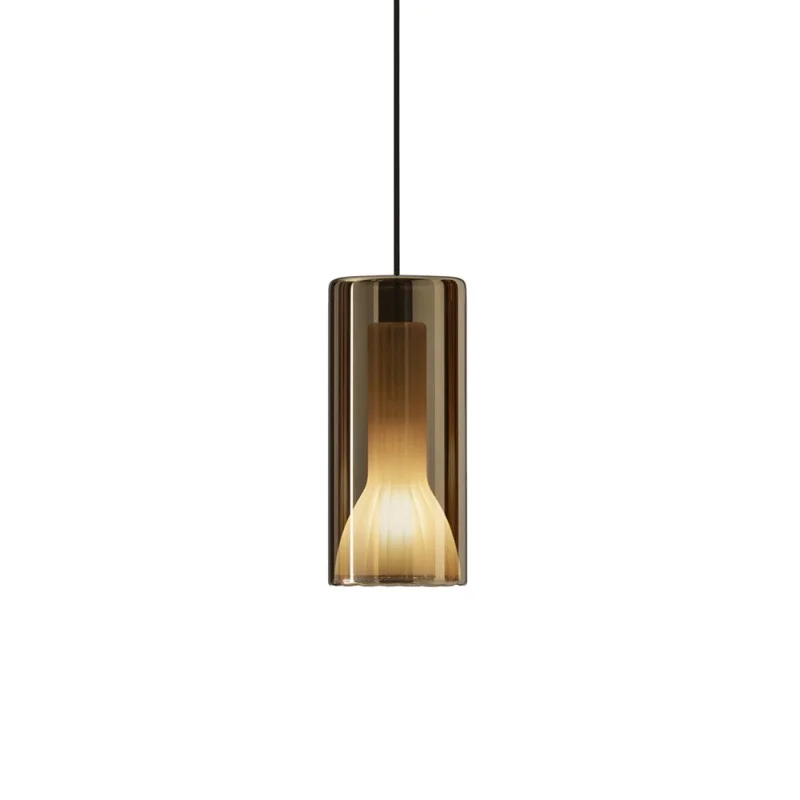 Penta Lit Cylindrical Suspension Lamp in Mirrored Blown Glass Penta Lit Cylindrical Suspension Lamp in Mirrored Blown Glass