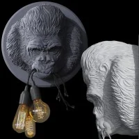 Karman Ugo Rilla Lampada da Parete con Scultura in Ceramica