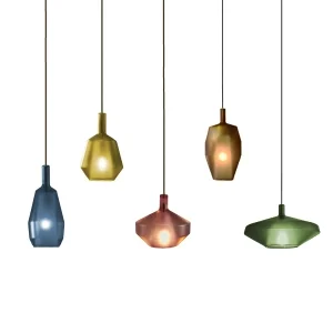 copy of Penta Lit Cylindrical Suspension Lamp in Mirrored Blown Glass