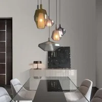 copy of Penta Lit Cylindrical Suspension Lamp in Mirrored Blown Glass copy of Penta Lit Cylindrical Suspension Lamp in Mirrored Blown Glass