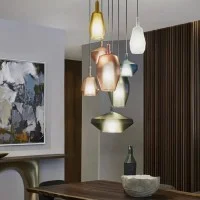 copy of Penta Lit Cylindrical Suspension Lamp in Mirrored Blown Glass copy of Penta Lit Cylindrical Suspension Lamp in Mirrored Blown Glass