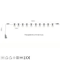 Catena Luminosa Cordoniera 10 lampade incluse 24V Prolungabile