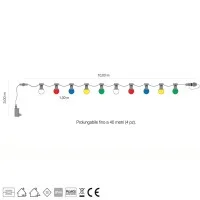 Catena Luminosa Cordoniera 10 lampade incluse 24V Prolungabile
