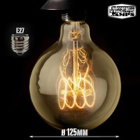 Lampadina vintage g125 40w globo stile e27 filamento carbonio