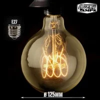 Lampadina vintage g125 60w globo stile e27 filamento carbonio Lampadina vintage g125 60w globo stile e27 filamento carbonio