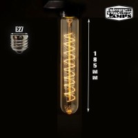 Lampadina Vintage tubo 25W 185mm E27 filamento carbonio