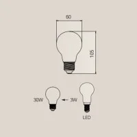 LED Curved Vintage Lamp A60 E27 3W 2000K 120lm Amber Dimmer
