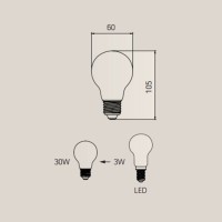 LED Curved Vintage Lamp A60 E27 3W 2200K 150lm Clear Dimmer