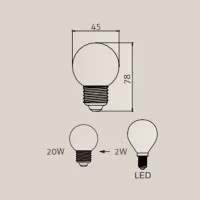 LED Curved Vintage Lamp G45 E14 3W 2000K 120lm Amber Dimmer