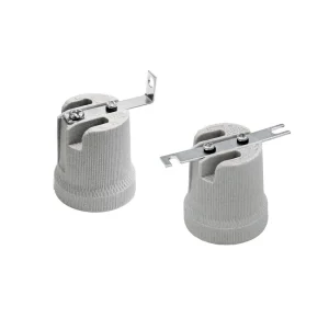 Ceramic E27 lamp holder with bracket