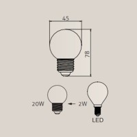 LED Curved Vintage Lamp G45 E14 3W 2200K 150lm Clear Dimmer
