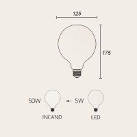 LED Curved Vintage Lamp Globe D.125 LOVE E27 5W 2000K 250lm