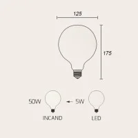 LED Curved Vintage Lamp Globe D.125 LOVE E27 5W 2000K 250lm