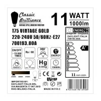 LED Lamp Vintage XXL T75 Amber TUBE E27 11W 2000K 1000lm Dimmer