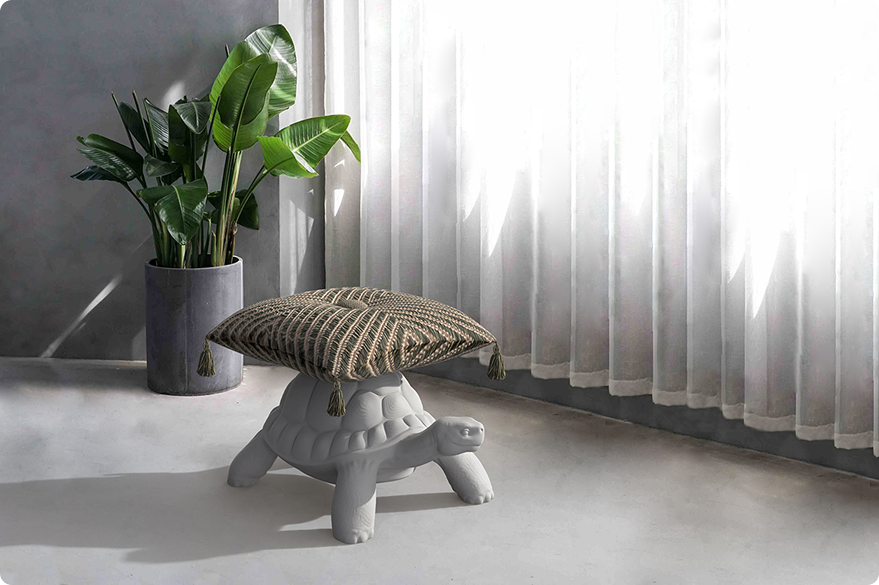 cushions and pouf